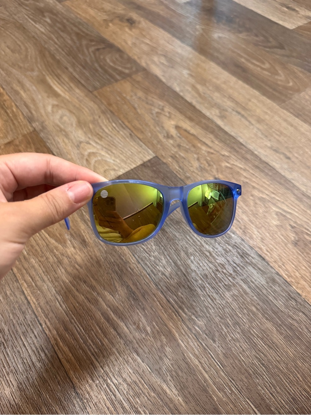 SolarX Blue Frame Sunglasses with Yellow-Green Mirrored Lenses